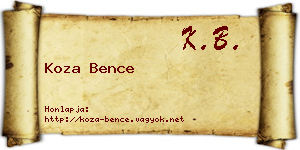 Koza Bence névjegykártya